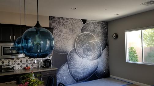 Mural Large Flower Black and White Summerlin Installation