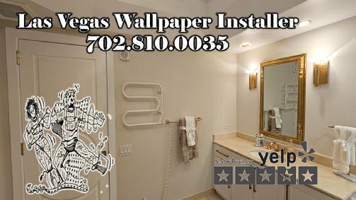 Las Vegas Turnberry Place Master Bathroom Wallpaper Installation 2024